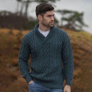 Men's Bunratty Shawl Collar Aran Sweater