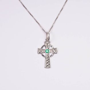 Green Crystal Celtic Cross Pendant 