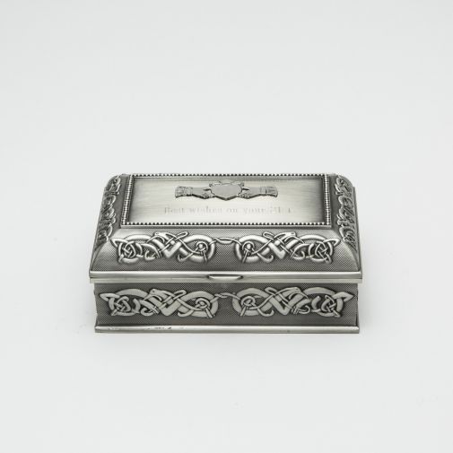 Mullingar Pewter Ring Box With Claddagh Pattern 