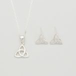 Trinity Knot Pendant & Earrings Celtic Jewelry Set