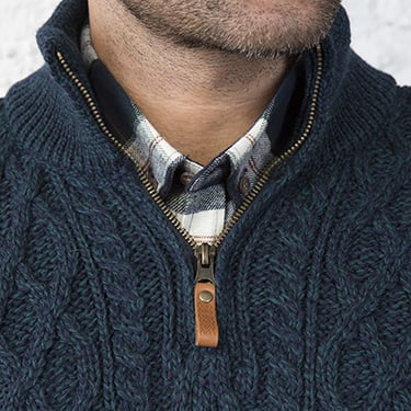 Snug and Stylish Half Zip Aran Sweater