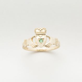 10 carat Gold Claddagh Ring with Emerald