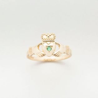 10 carat Gold Claddagh Ring with Emerald