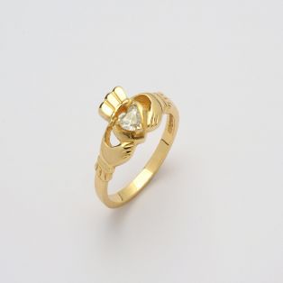 14K Gold Corrib Claddagh 0.25 Diamond Ring