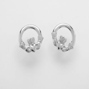 Silver Claddagh Stud Earrings