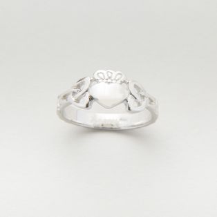 Silver Ladies Claddagh Trinity Knot Ring