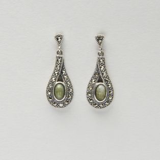 Sterling Silver Irish Marble & Marcasite Earrings