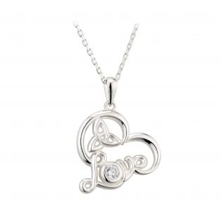Sterling Silver Love and Trinity Knot Pendant