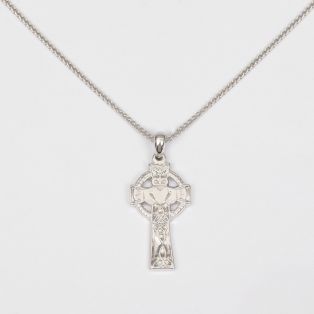 Sterling Silver Claddagh Celtic Cross Pendant