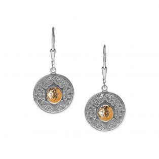 Silver/18k Gold Celtic Warrior Shield Earrings