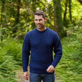 Men's Atlantic Aran Sweater Dark Blue S