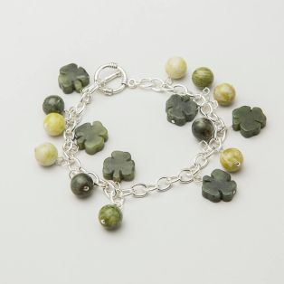 Connemara Marble Shamrock Bead Bracelet