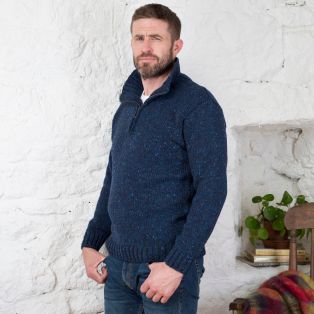 Donegal Wool Irish  Zipper Sweater