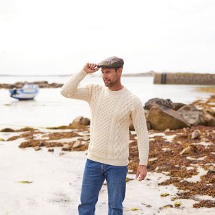 Honeycomb Blasket Irish Aran Sweater Natural SMALL