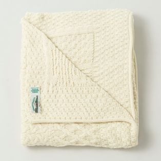 Merino Wool Cream Patchwork Blanket 