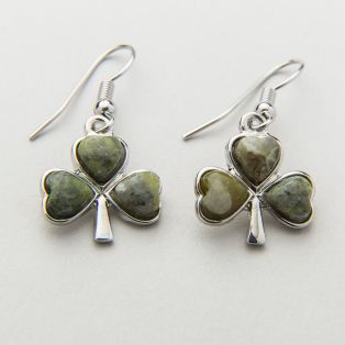 Shamrock Connemara Marble Drop Earrings