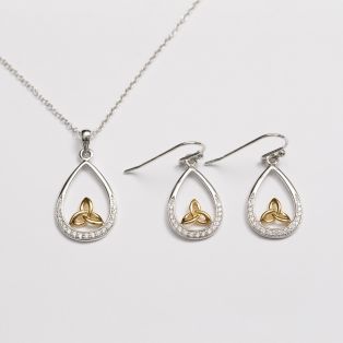 Gold Plated Trinity Knot Drop Jewelry Set