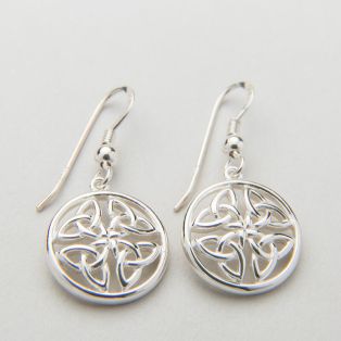Silver Round Trinity Knot Drop Earrings