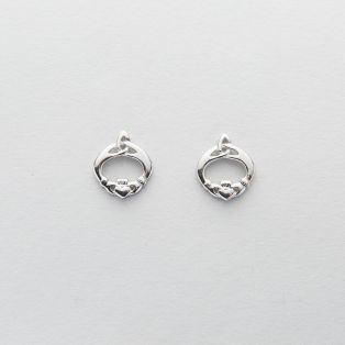 Silver Trinity Knot Claddagh Earrings