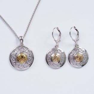 Silver Solstice Celtic Knot Pendant  & Earrings Set
