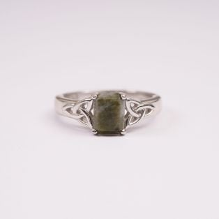 Trinity Knot Connemara Marble Ring 