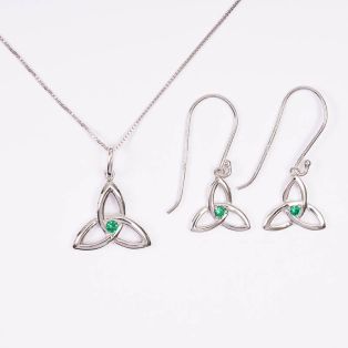Green Stone Trinity Knot Jewelry Set