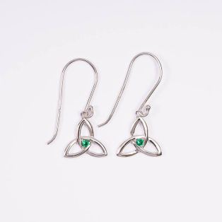 Green Stone Trinity Knot Earrings 