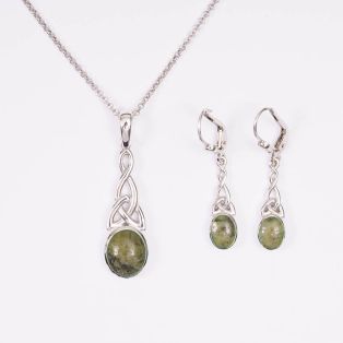 Connemara Marble Trinity Knot Drop Jewelry Set