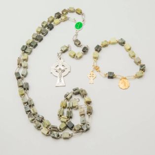 Connemara Irish Marble Religious Rosary Beads & Bracelet Set