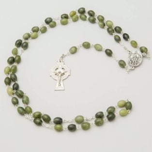 Connemara Marble Celtic Cross Rosary Beads