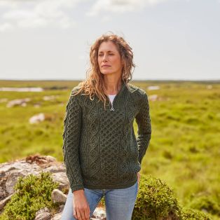 The Keem Aran Sweater-Army Green-S
