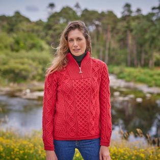 The Keem Aran Sweater-Red-S