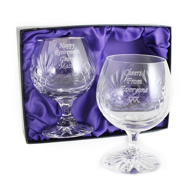 Personalized Pair of Cut Crystal Brandy Glasses - The Irish Store