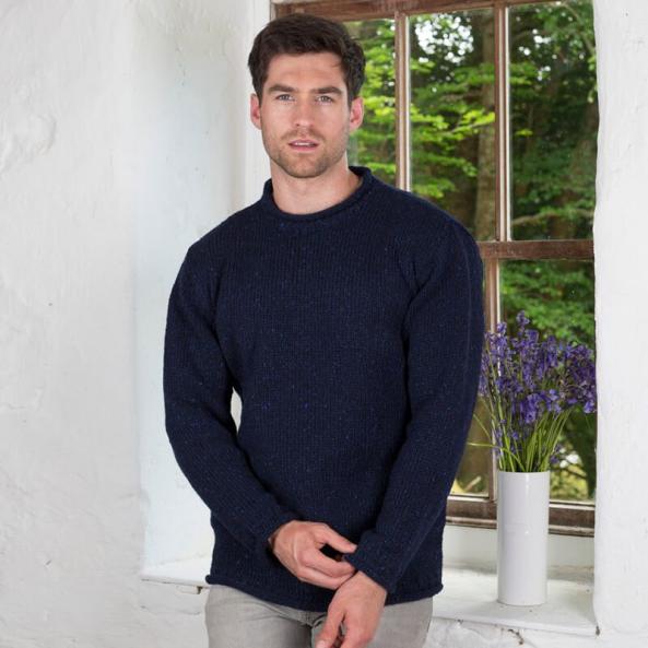 Buy Donegal Curl Neck Aran Sweater - The Irish Store