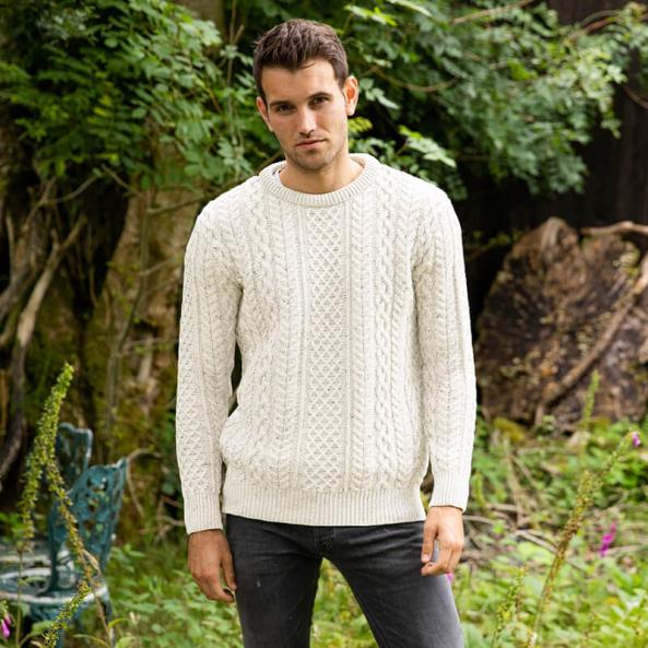 Aran Crafts Aran Crew Neck Sweater (100% Wool)