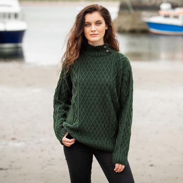 Womens Glengarriff Fisherman Aran Sweater | The Irish Store
