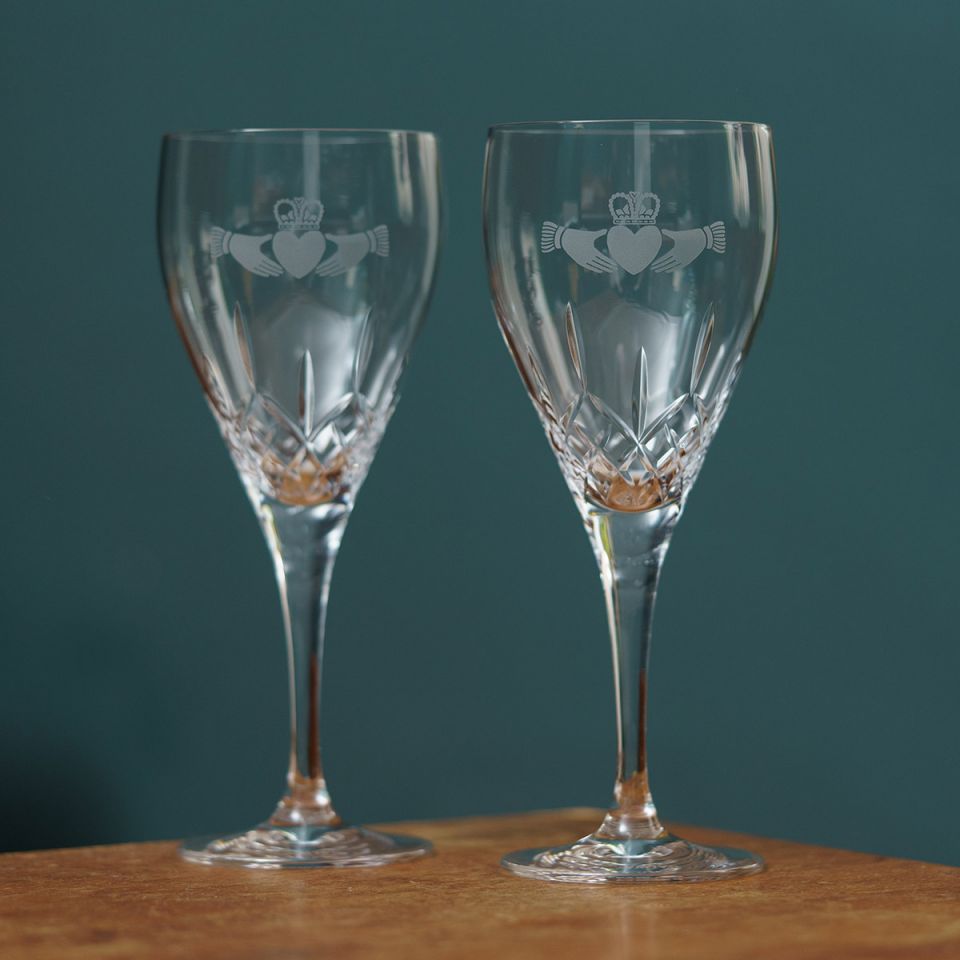 Irish Homeware Galway Crystal Claddagh Red Wine Glasses