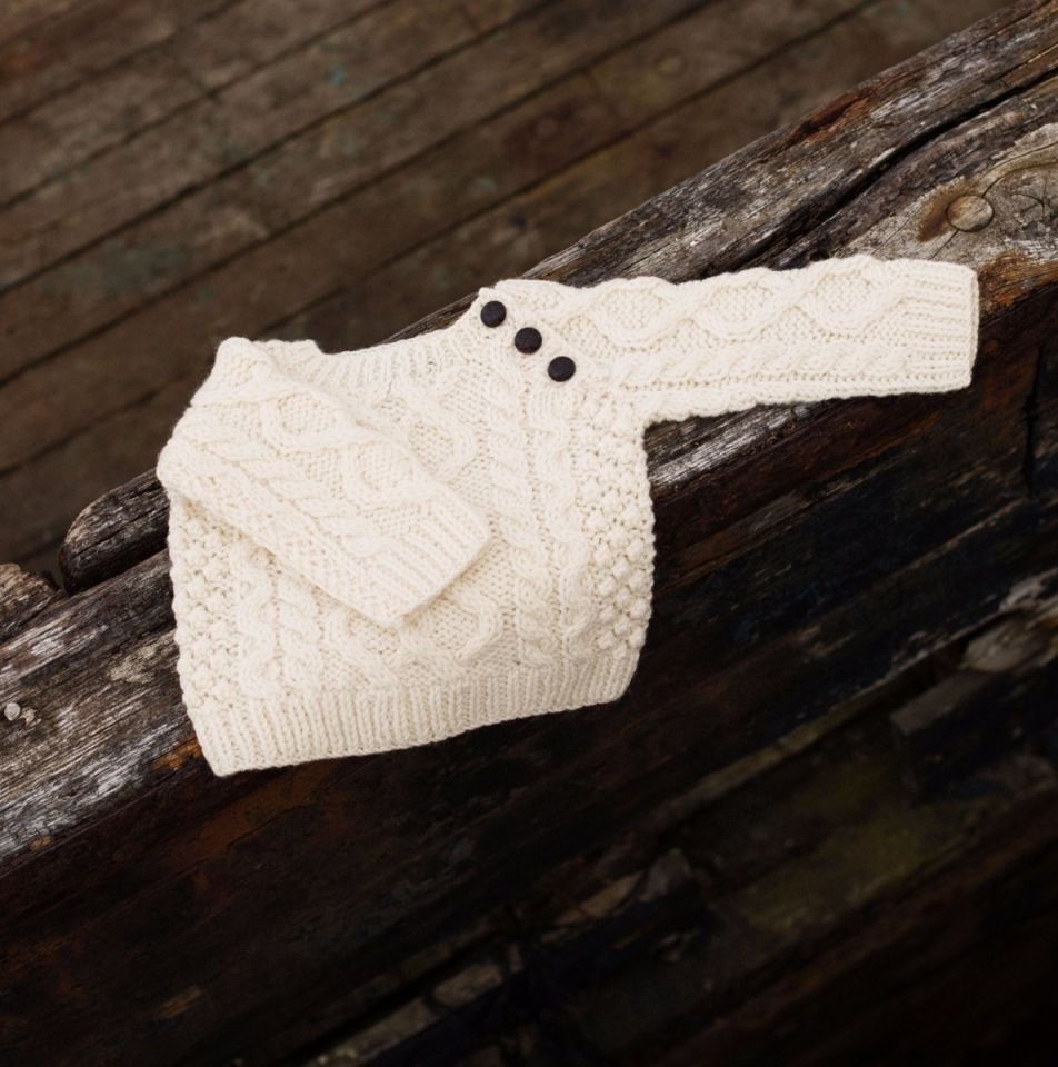 Hand Knit Baby Aran Sweater