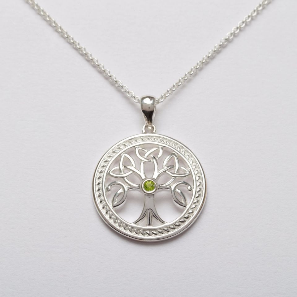 18 inches MIMI Sterling Silver Celtic Knot Ancient Tree Of Life Round Pendant Necklace 