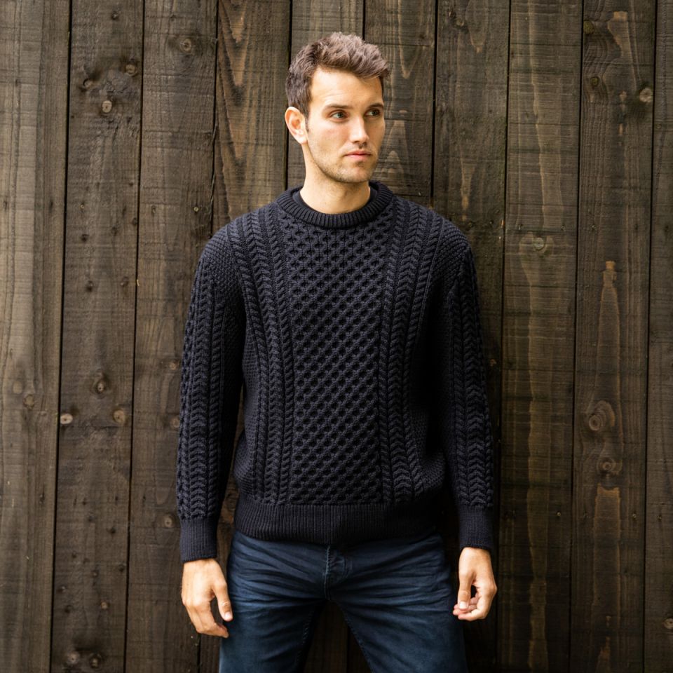 Black Aran Sweater for him 