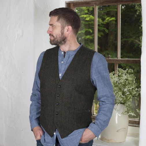 Classic Wool Handle Grey Donegal Style Tweed Waistcoat