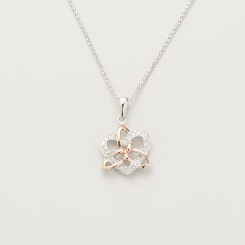 Trinity Knot Heart Pendant Silver Gold Plated
