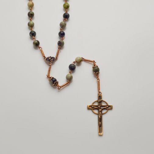 Silver Finish St Columbanus Center St Columbanus Rosary with 6mm Zircon Color Fire Polished Beads Gift Boxed and 1 5/8 x 1 inch Crucifix