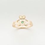 10k Gold Claddagh Ring with Emerald