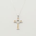 10k Gold Diamond Claddagh Cross Pendant