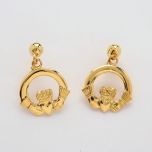 10k Gold Claddagh Drop Earrings