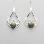 Connemara Marble Silver Claddagh Drop Earrings