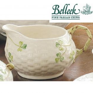 Belleek Irish Pottery Shamrock Cream Jug
