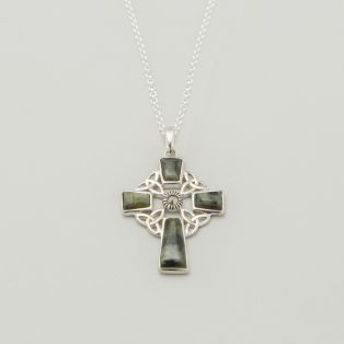 Marcasite & Connemara Marble Celtic Cross