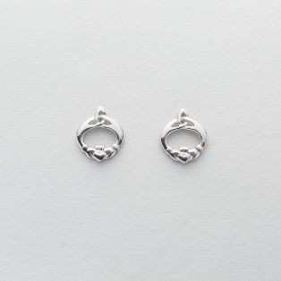 Silver Trinity Knot Claddagh Earrings